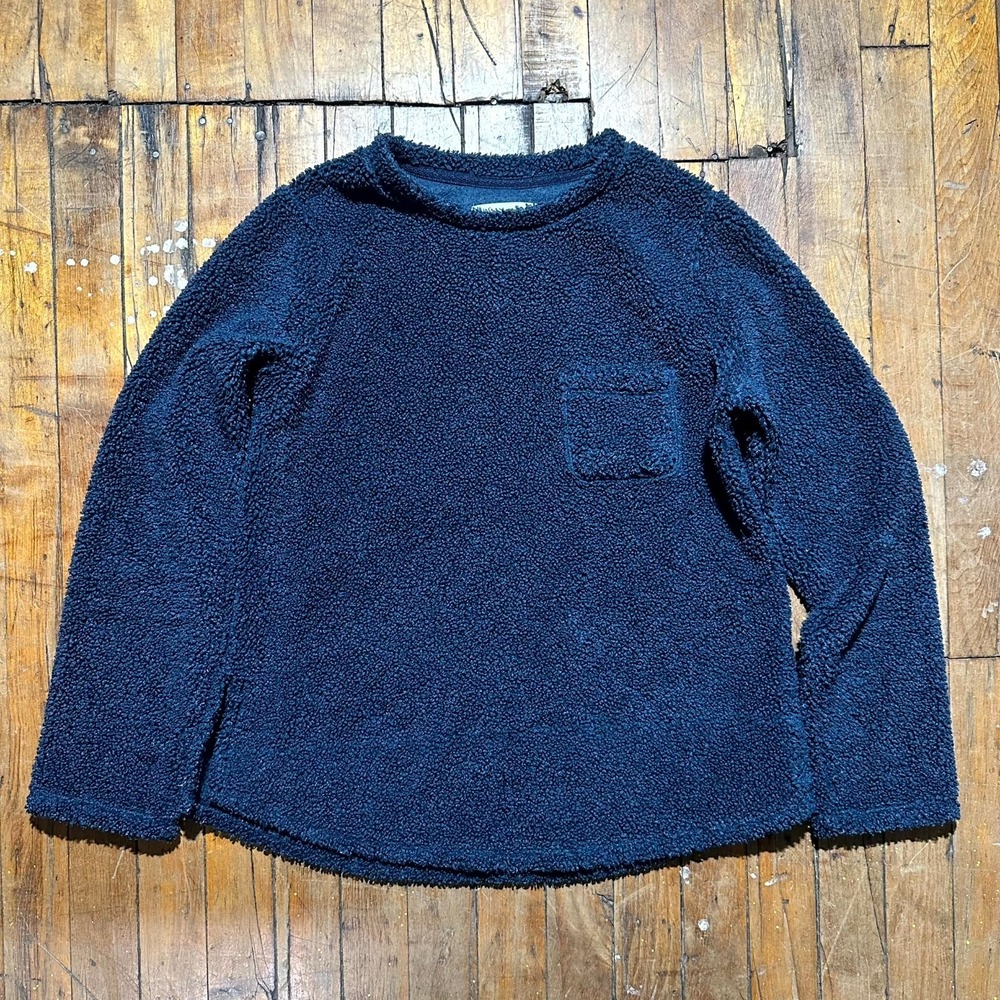 Cuddl Duds Sweater Womens Petite XS Blue Sherpa Fleece Chest Pocket Pullover